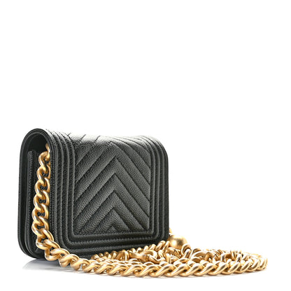 Chanel Caviar Chevron Quilted Boy Flap Waist Belt Bag Black 2 of 12