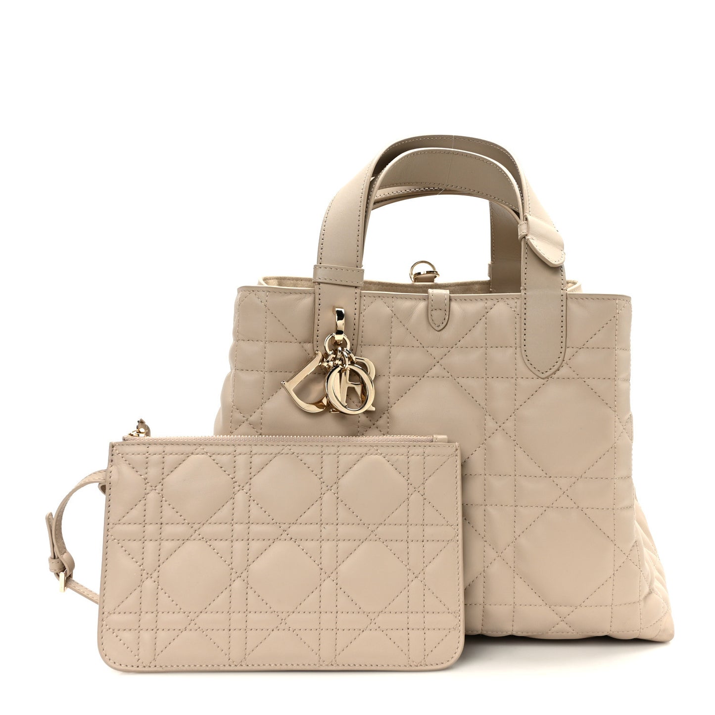 Calfskin Macrocannage Medium Toujour Powder Beige