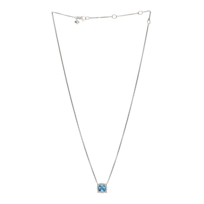 David Yurman Sterling SIlver Diamond Blue Topaz 7mm Petite Chatelaine Pave Bezel Pendant Necklace 2 of 4