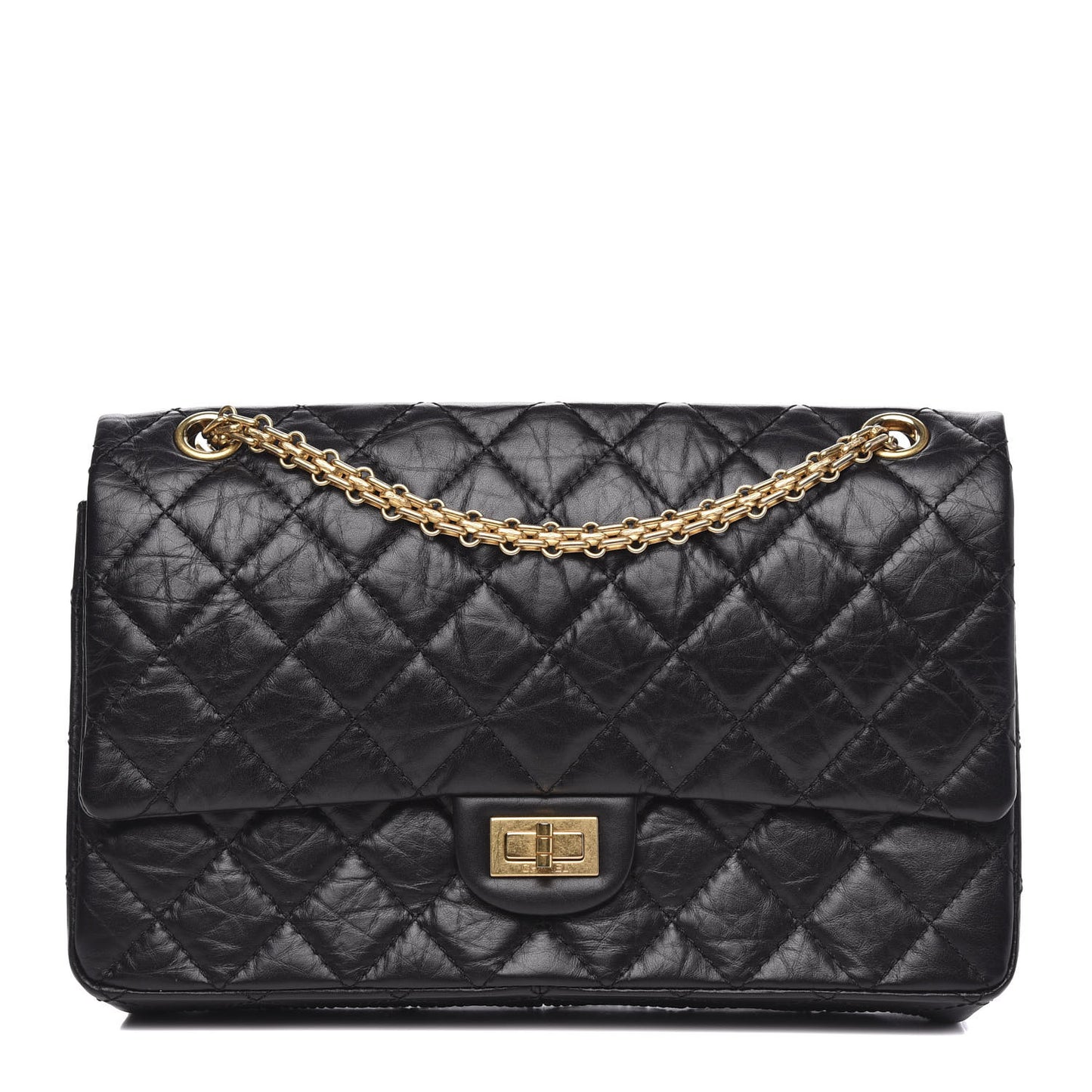 Aged Calfskin Quilted 2.55 Reissue 226 Flap Black