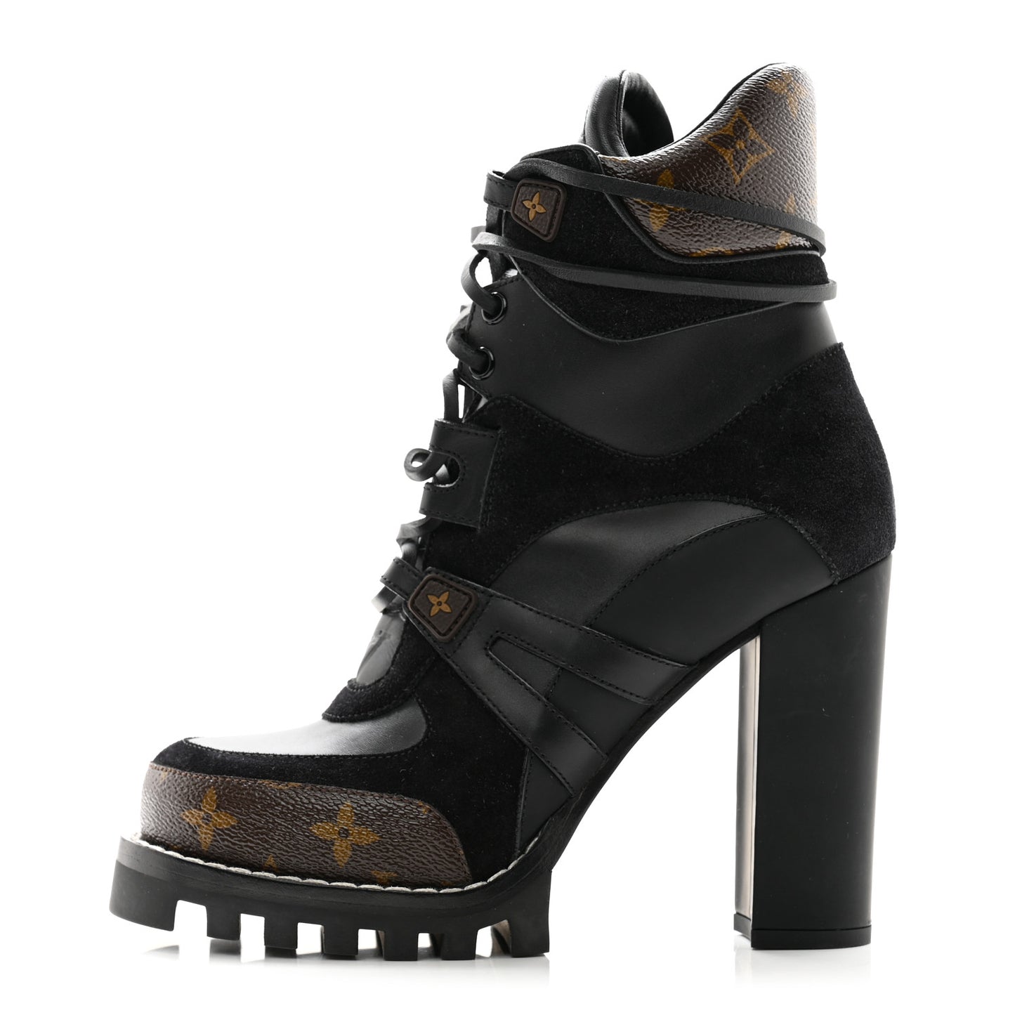 Patent Calfskin Monogram Star Trail Ankle Boots 37.5 Black