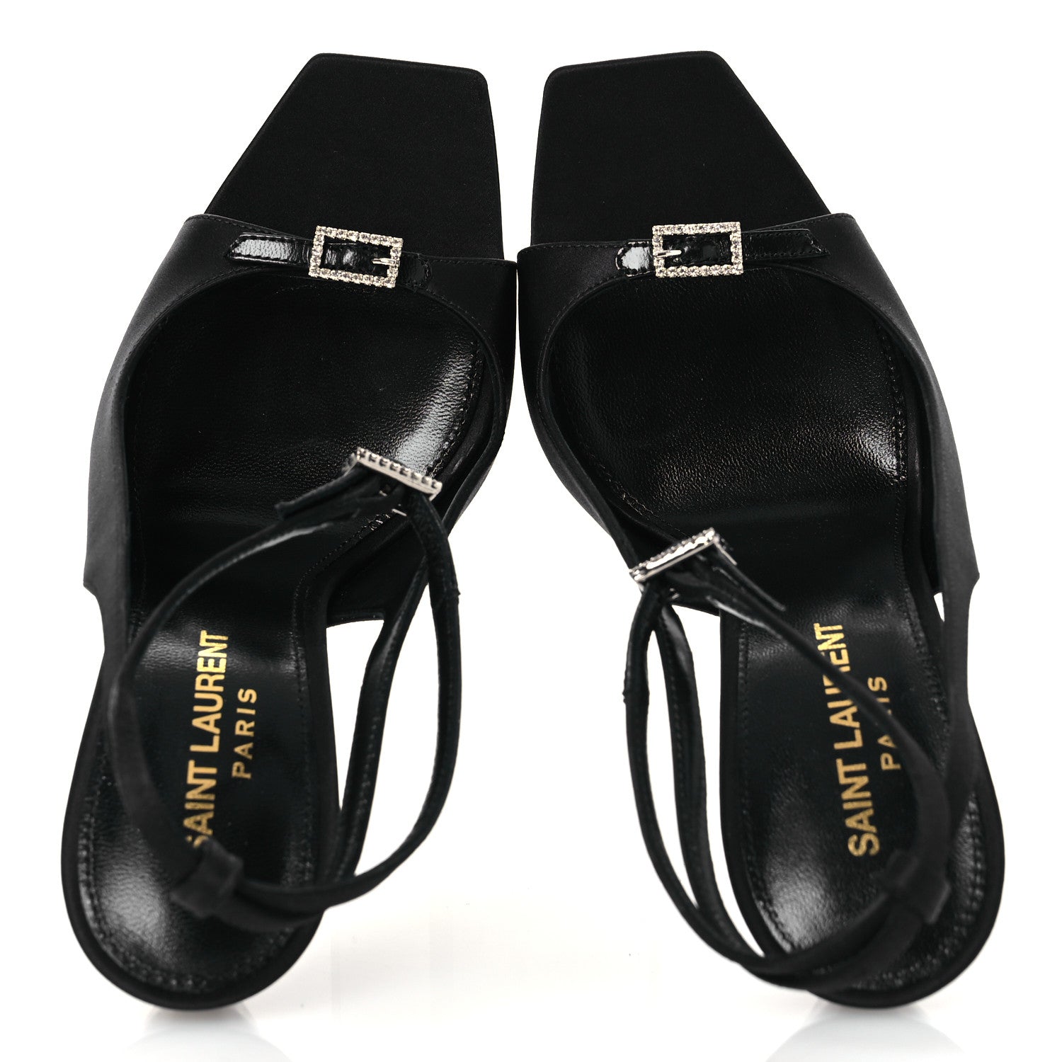 Saint Laurent Crepe Satin Melody 105 Ankle Strap Sandals 36 Black 2 of 12