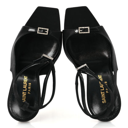 Saint Laurent Crepe Satin Melody 105 Ankle Strap Sandals 36 Black 2 of 12