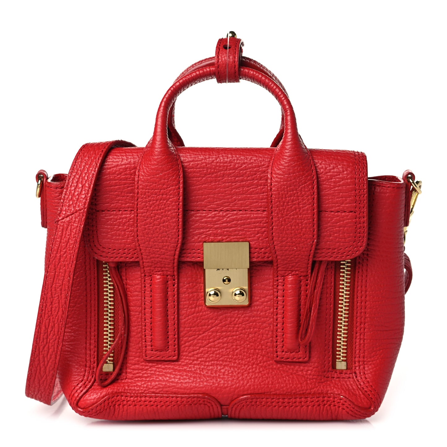 Textured Calfskin Mini Pashli Satchel Red