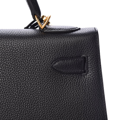 Hermes Togo Kelly Horseshoe Sellier 32 Black Vert Fonce 10 of 41