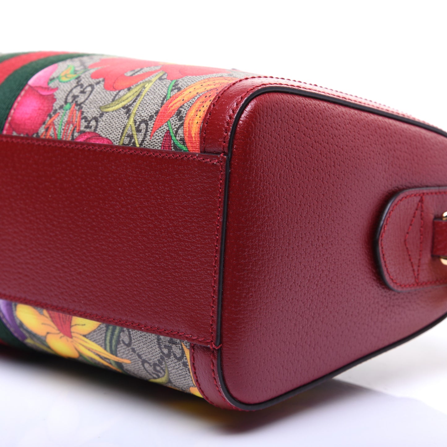 GG Supreme Monogram Flora Web Medium Ophidia Boston Red