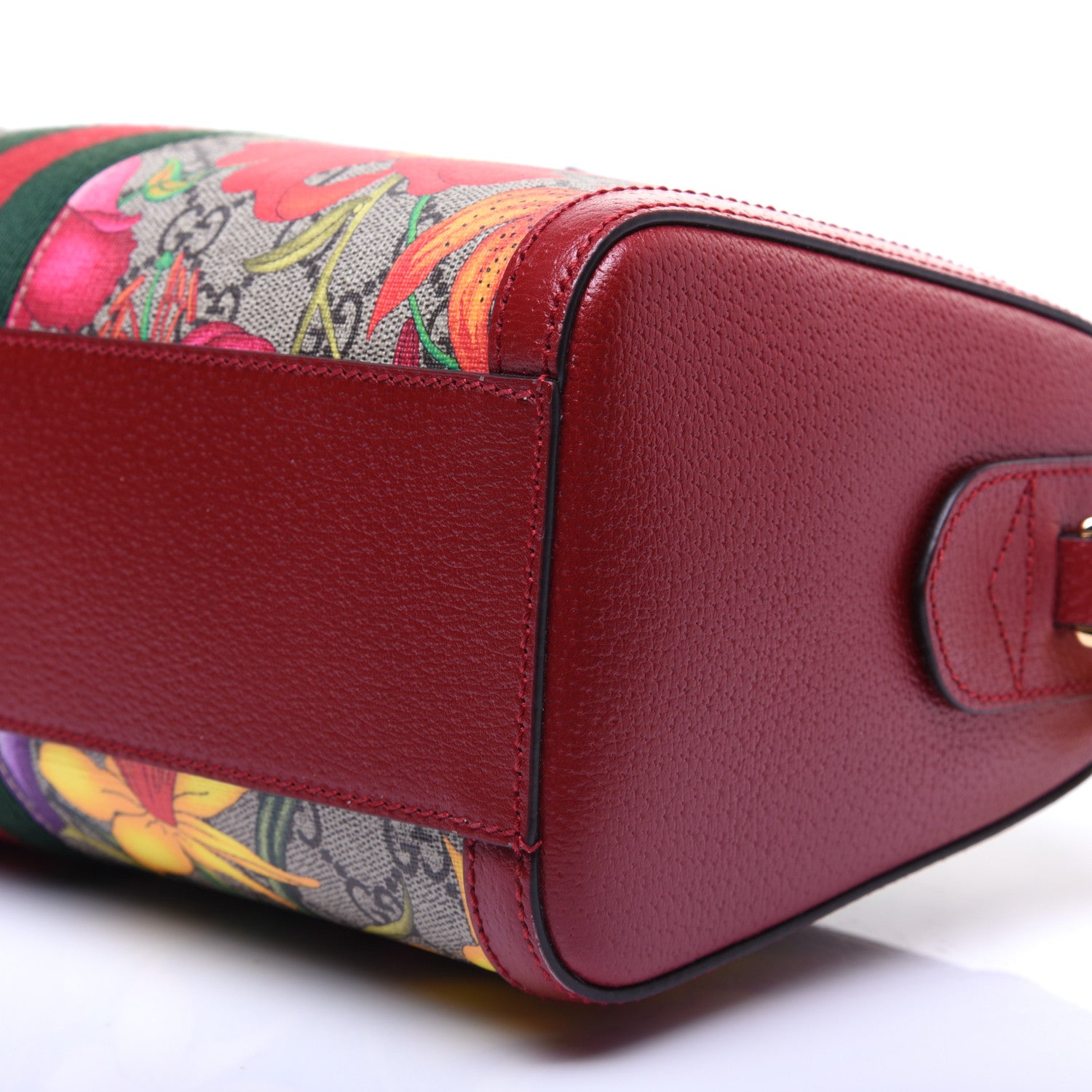 Gucci GG Supreme Monogram Flora Web Medium Ophidia Boston Red 7 of 18