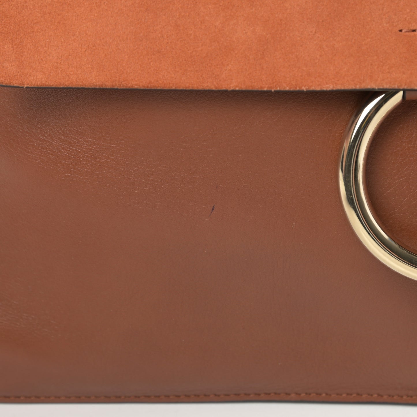 Suede Calfskin Medium Faye Shoulder Bag Tobacco