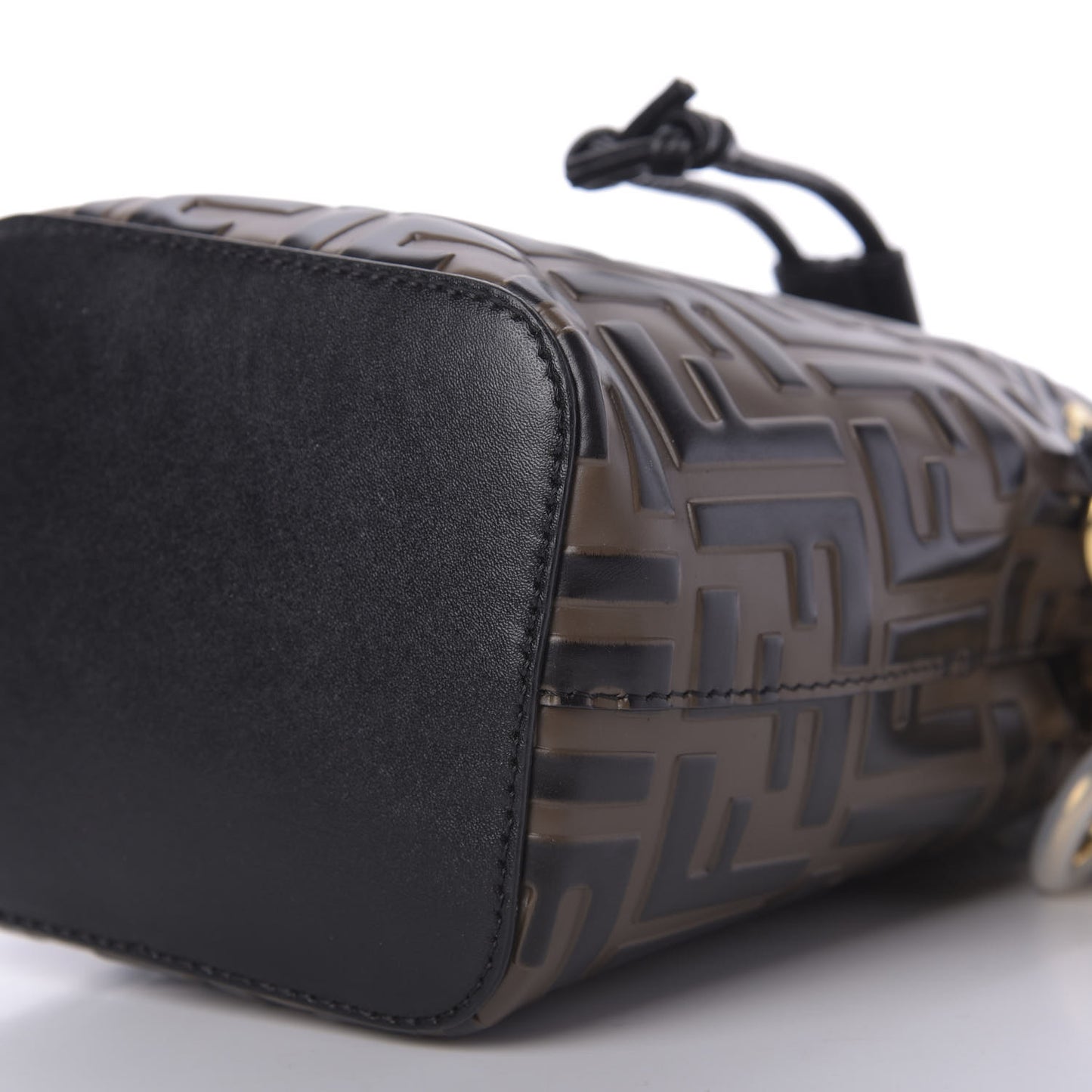 Vitello Liberty F is Fendi Bi-Color FF 1974 Embossed Mini Mon Tresor Bucket Bag Maya Black