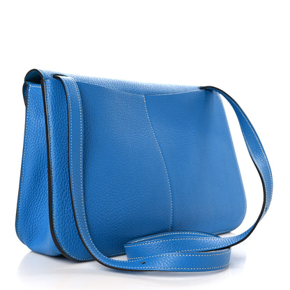 Hermes Taurillon Clemence Halzan 31 GM Bleu Zanzibar 3 of 9