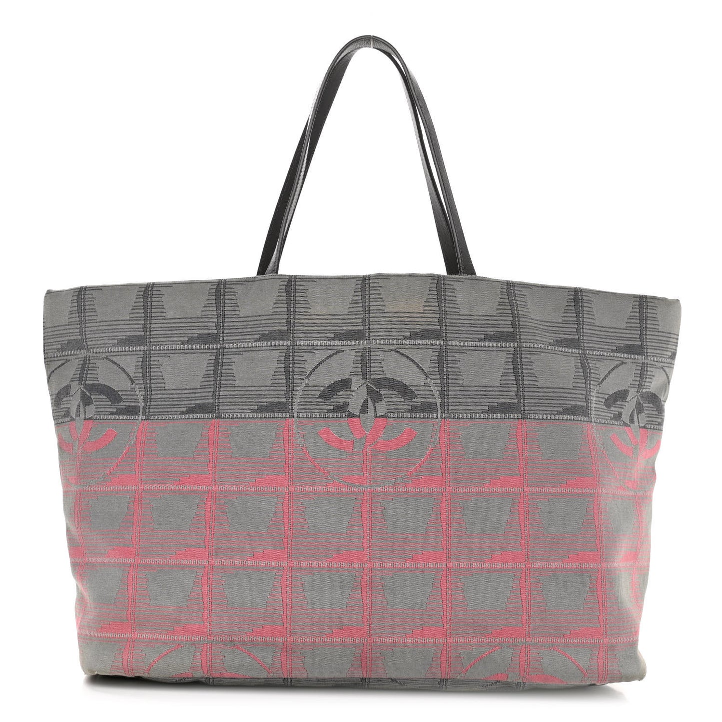 Nylon Travel Shopping Tote Pink Grey
