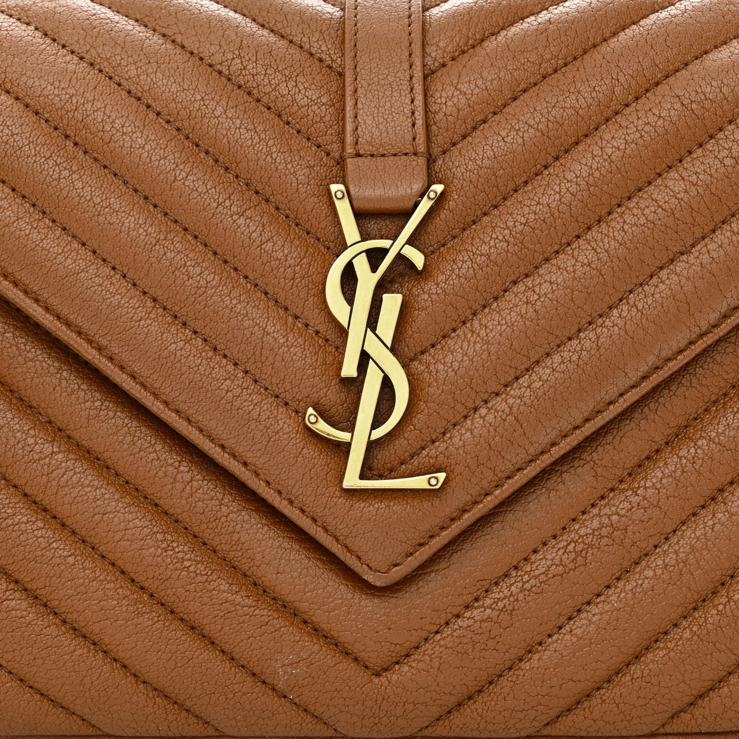 Sheepskin Matelasse Chevron Monogram Medium College Bag Brick