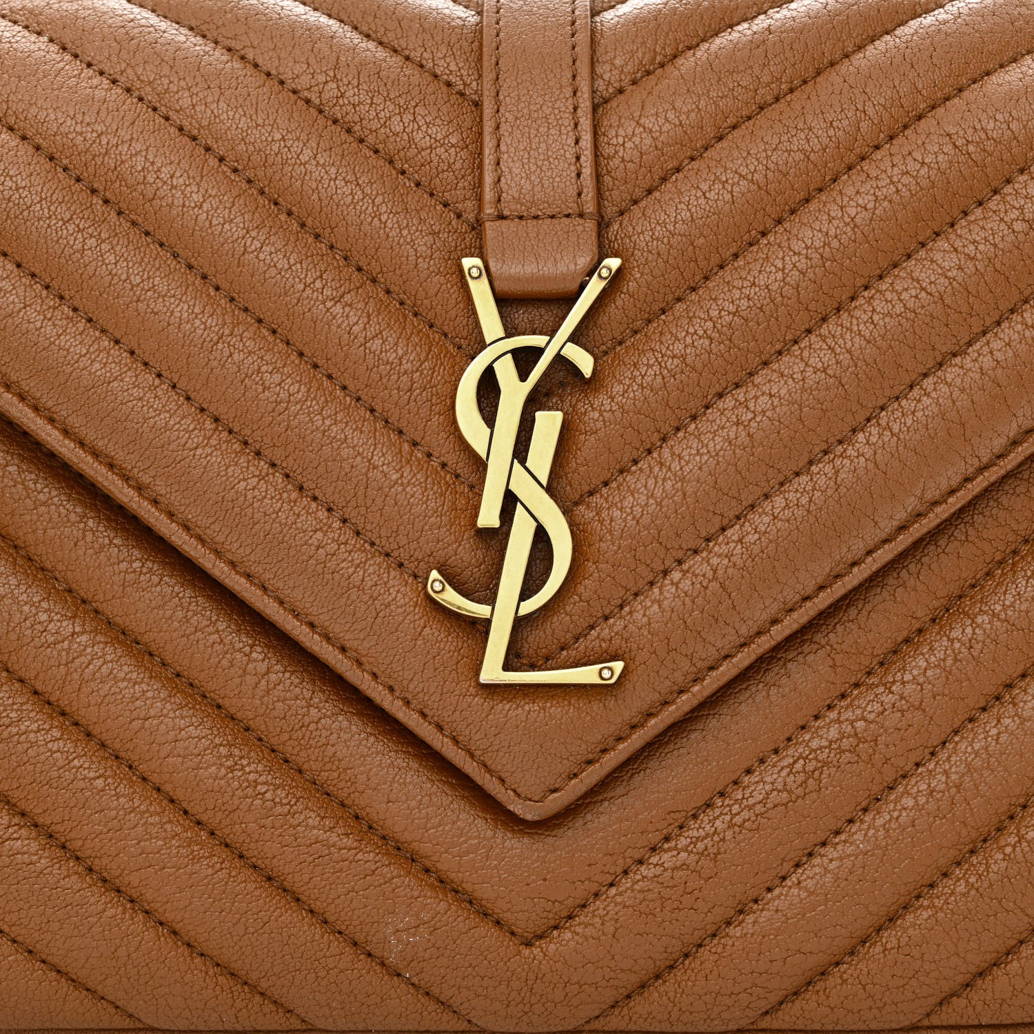 Saint Laurent Sheepskin Matelasse Chevron Monogram Medium College Bag Brick 8 of 10