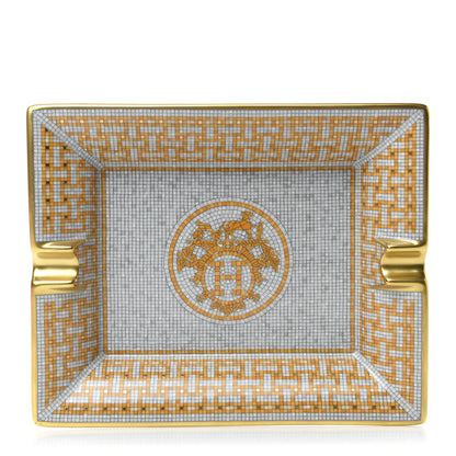 Hermes Porcelain Mosaique Au 24 Gold Ashtray 1 of 6