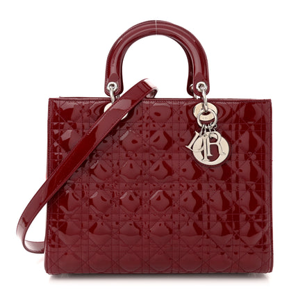 Christian Dior Patent Cannage Large Lady Dior Red 1 of 12