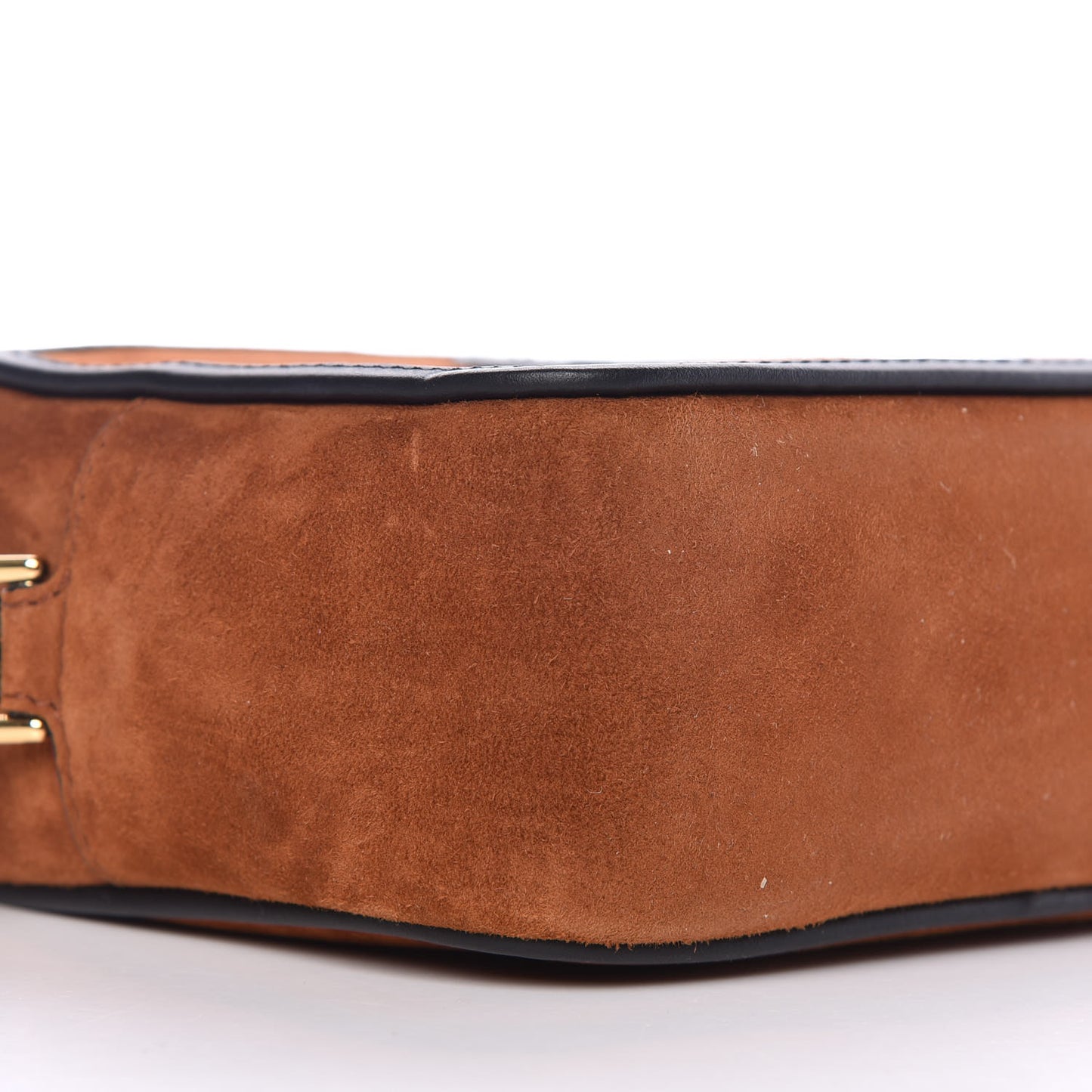Suede Goatskin Stamp Patch Mini Camera Case Cuoio Black