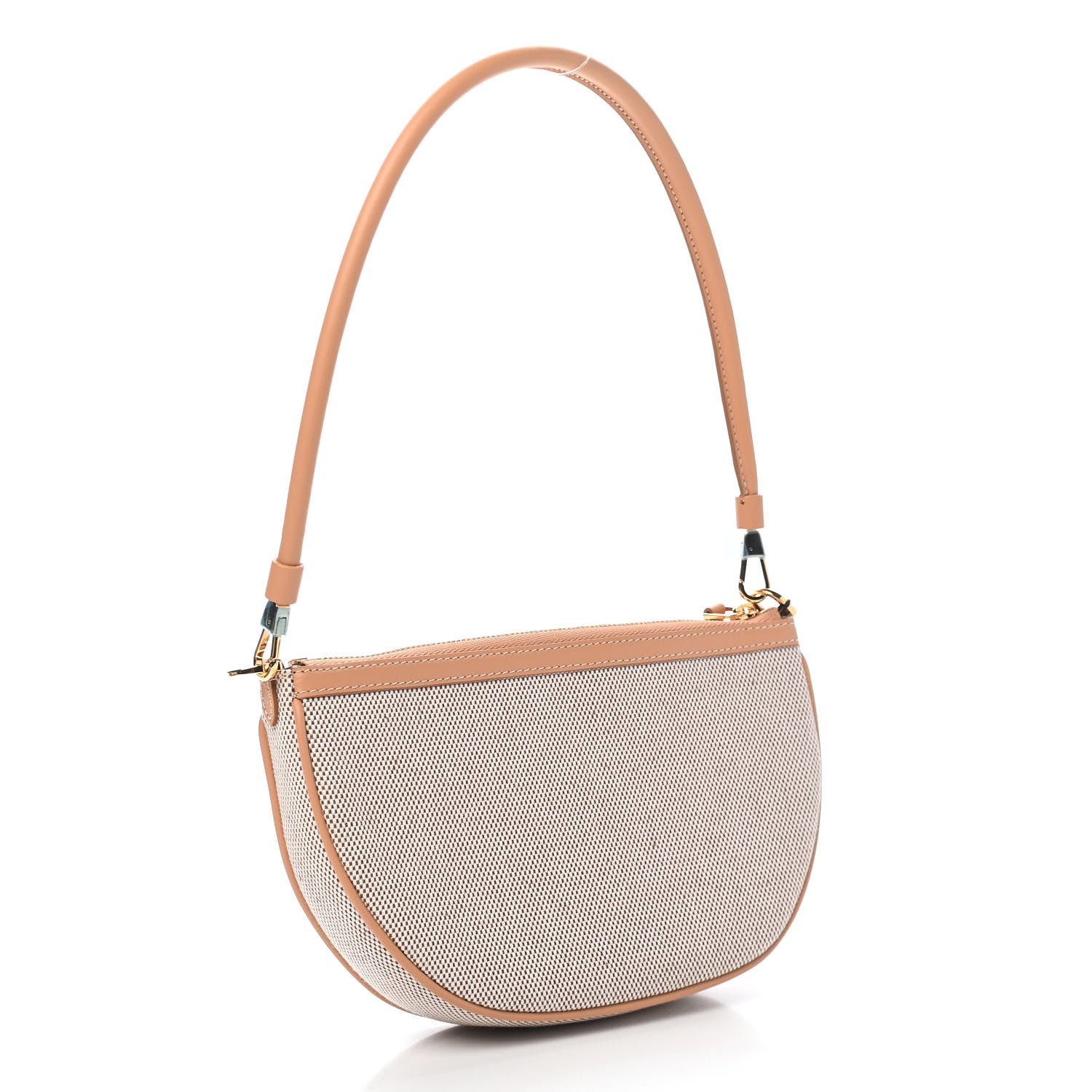 Burberry Canvas Smooth Calfskin Olympia Shoulder Bag Natural Tan 2 of 9