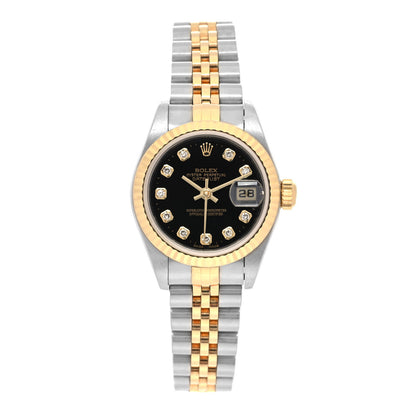 Rolex Stainless Steel 18K Everose Gold Diamond 26mm Oyster Perpetual Datejust Watch Black 179171 1 of 4