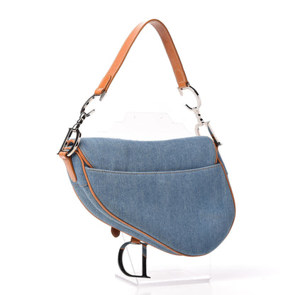 Christian Dior Denim Embroidered Saddle Bag Blue 3 of 10