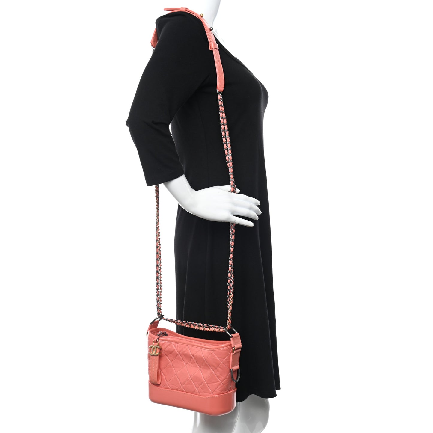 Aged Calfskin Quilted Small Gabrielle Hobo Coral