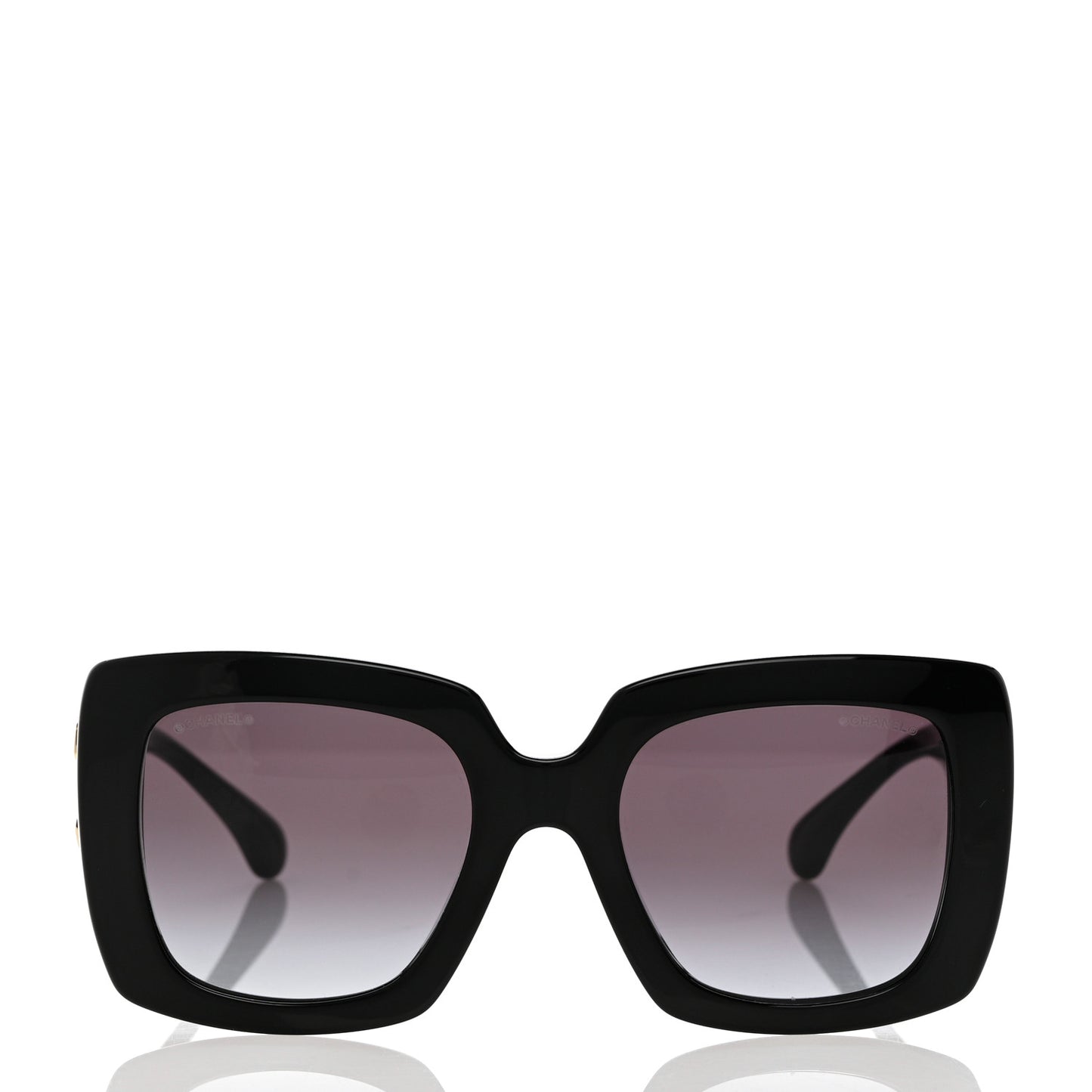 Acetate Calfskin Square Sunglasses 5474-Q-A Black