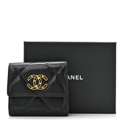 Chanel Goatskin Quilted Chanel 19 Small Flap Wallet Black 11 of 11
