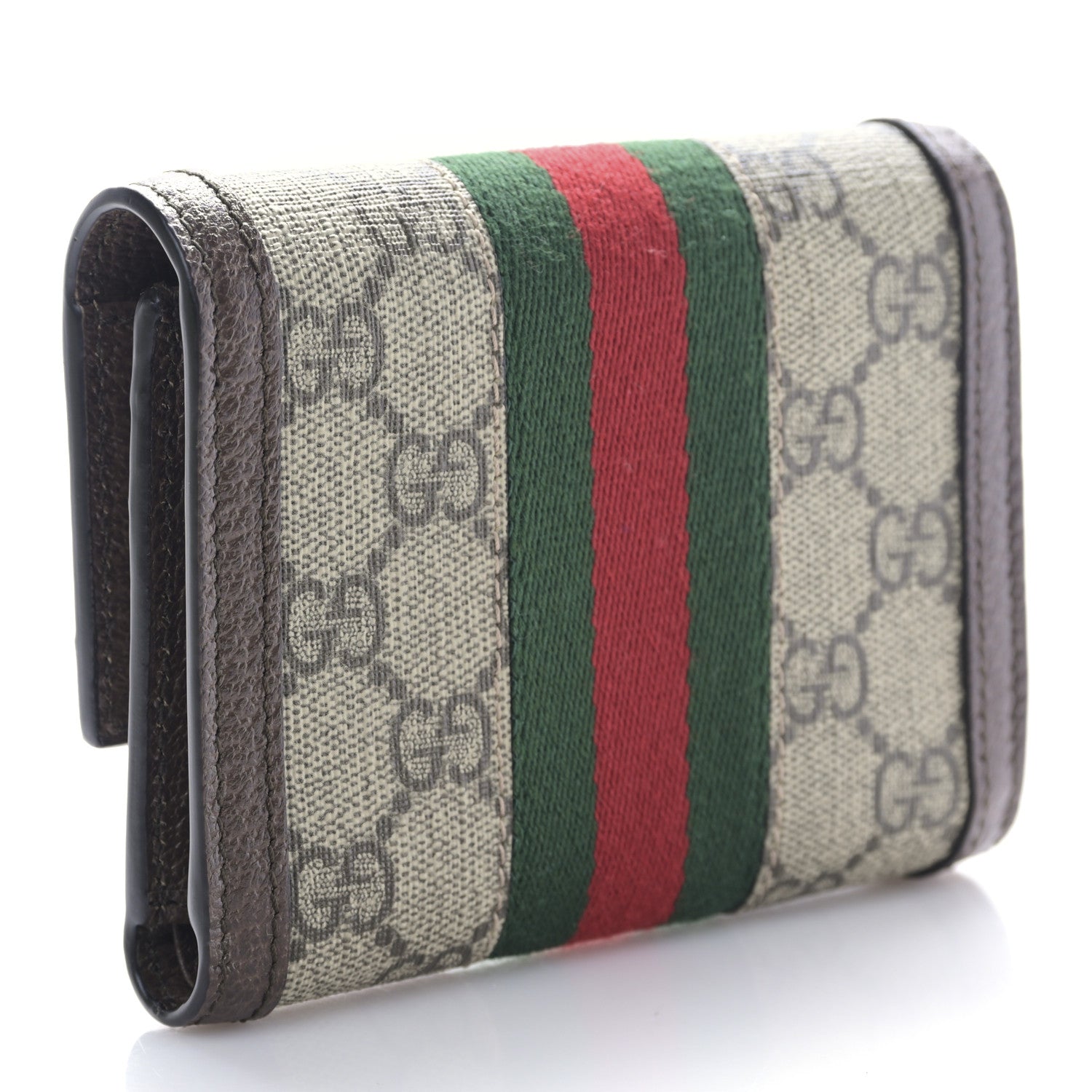 Gucci GG Supreme Monogram Web Ophidia Compact Wallet Beige New Acero 3 of 10