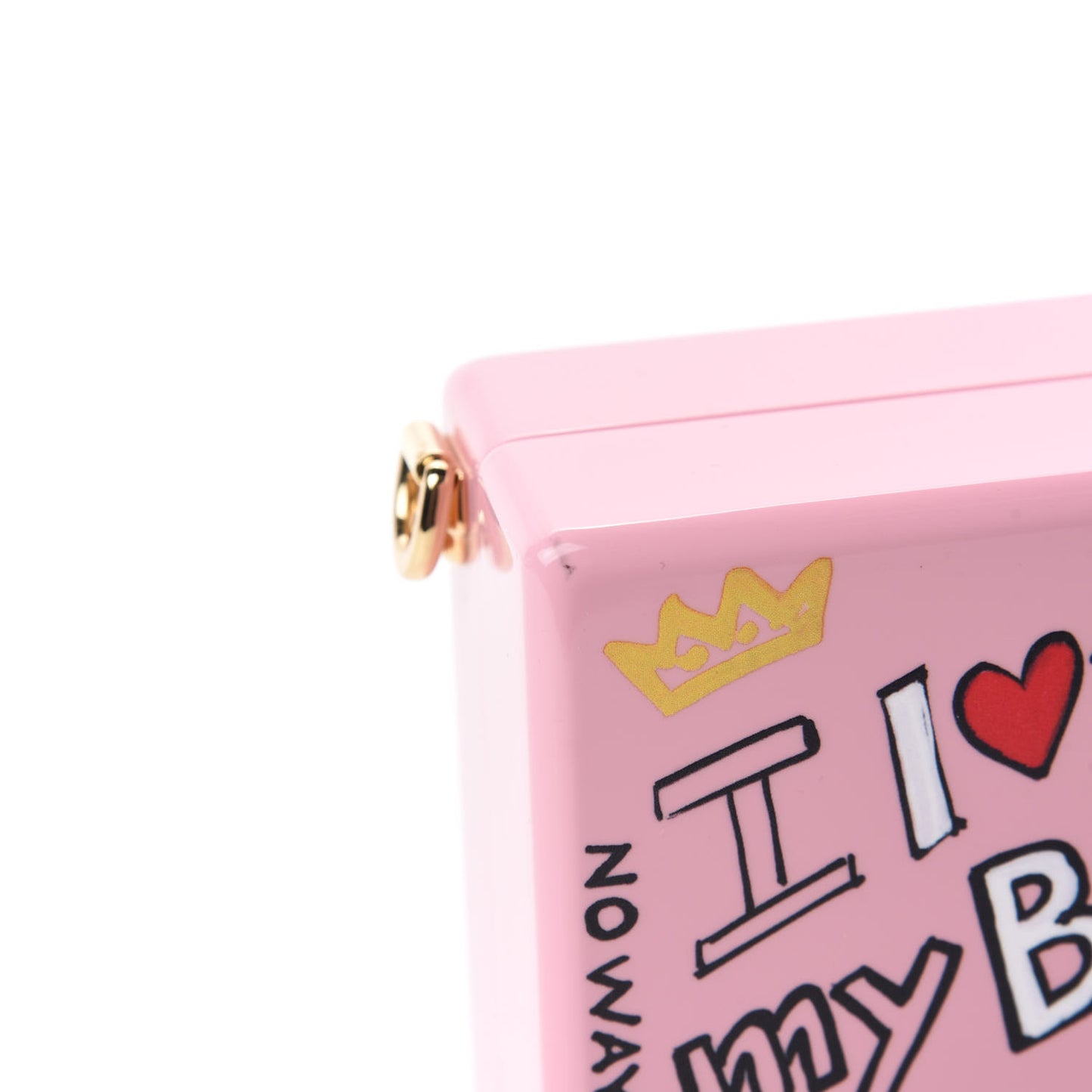 Acrylic Graffiti Printed Box Crossbody Bag Pink