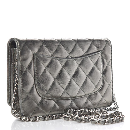 Chanel Metallic Aged Calfskin Quilted Reissue Wallet On Chain WOC Green 3 of 17