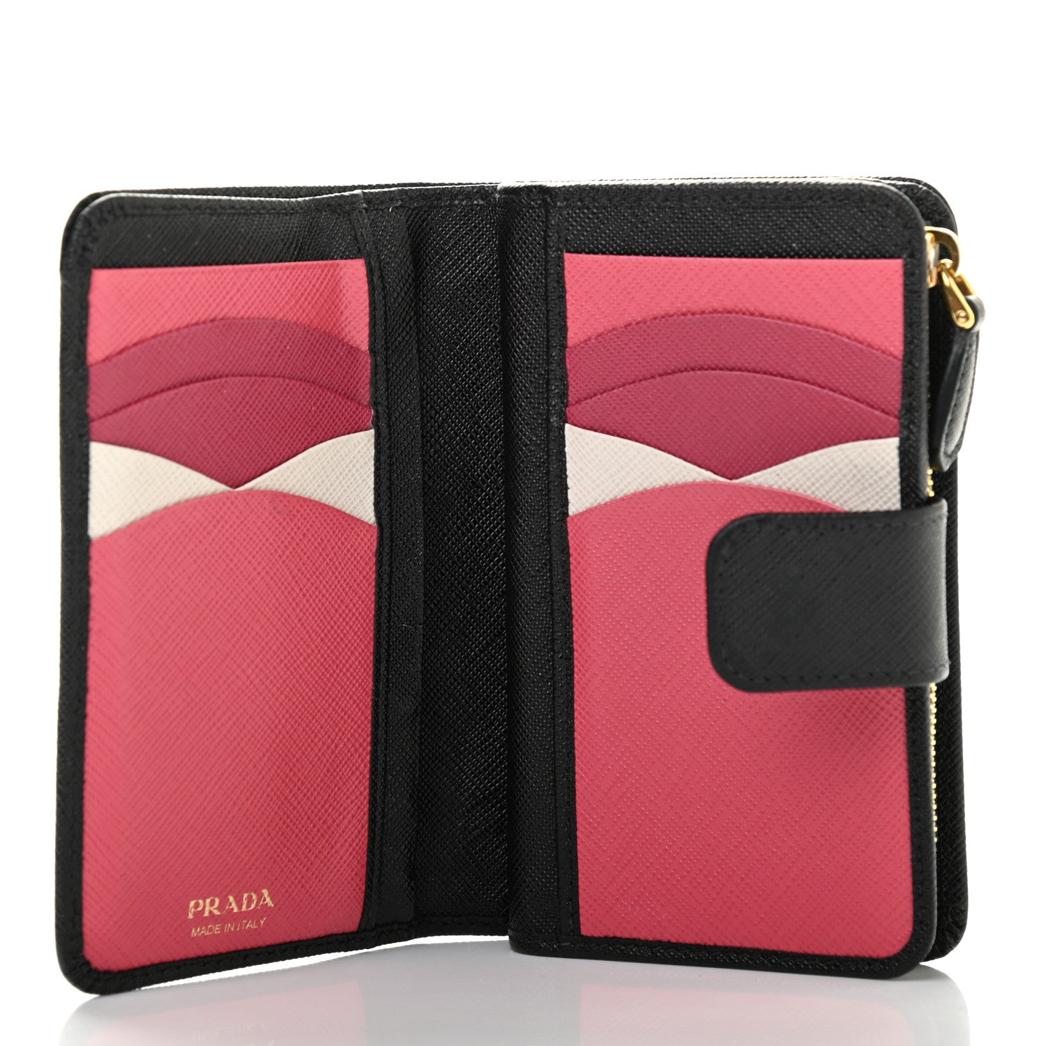 Prada Saffiano Metal Compact Wallet Black 5 of 10