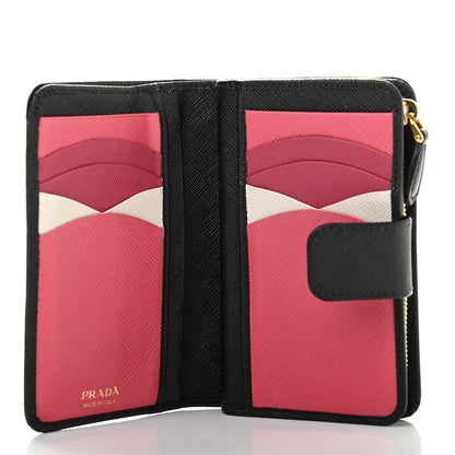 Prada Saffiano Metal Compact Wallet Black 5 of 10