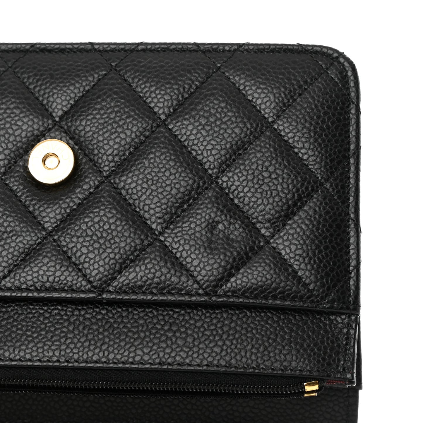 Caviar Quilted Wallet on Chain WOC Black