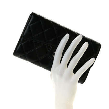 Chanel Lambskin Quilted Large Gusset Flap Wallet Black 9 of 9