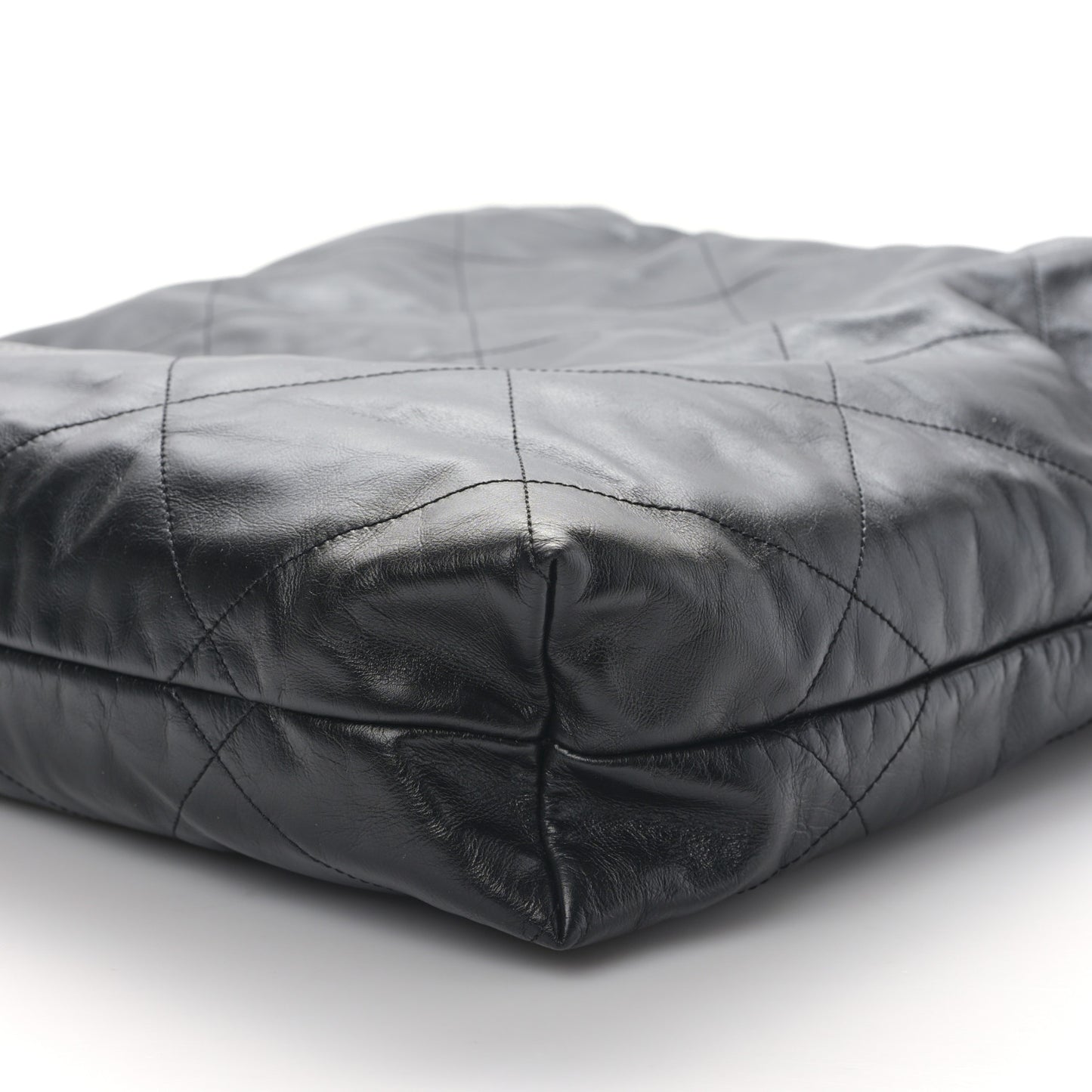 Shiny Calfskin Quilted Large Chanel 22 Black