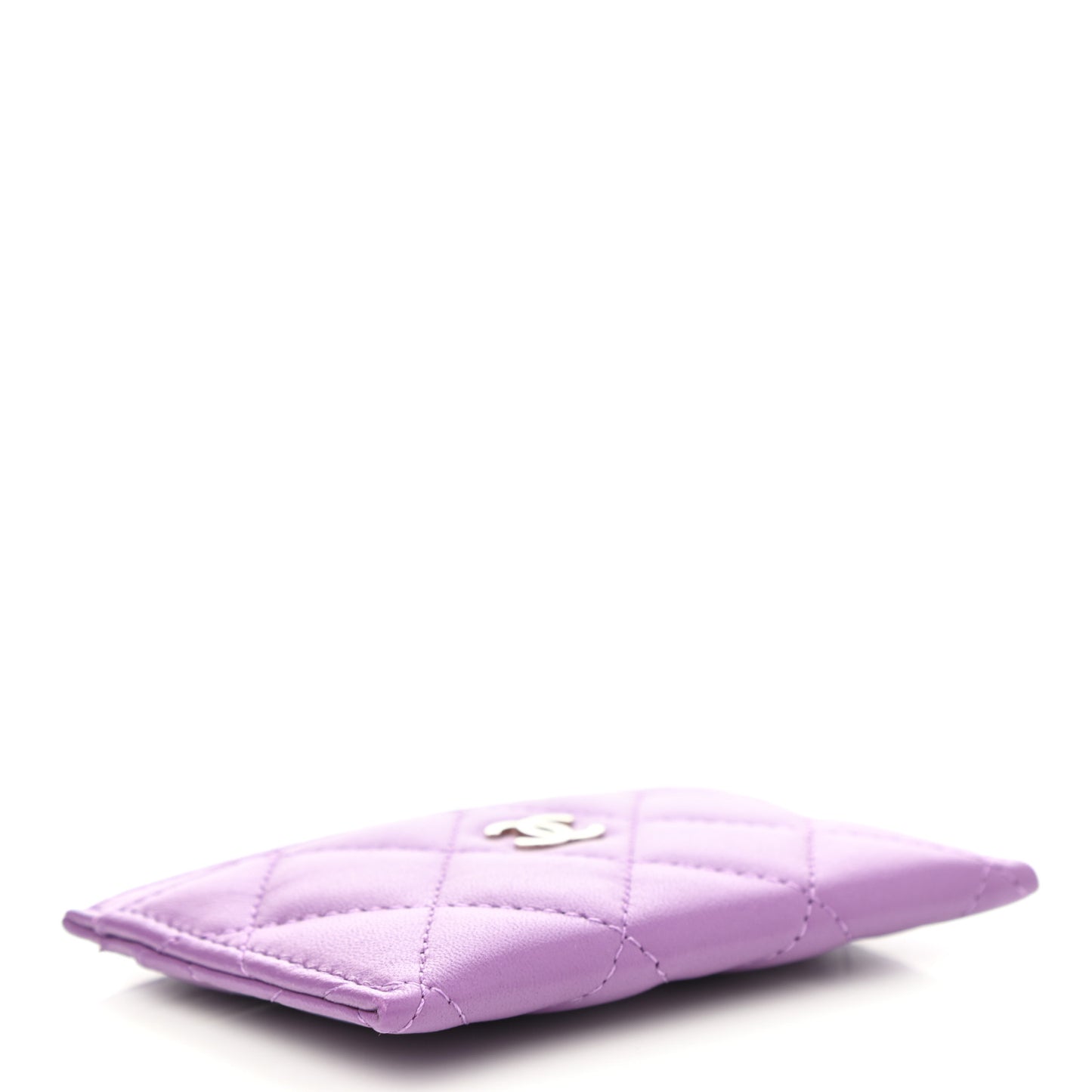 Lambskin Quilted Card Holder Purple