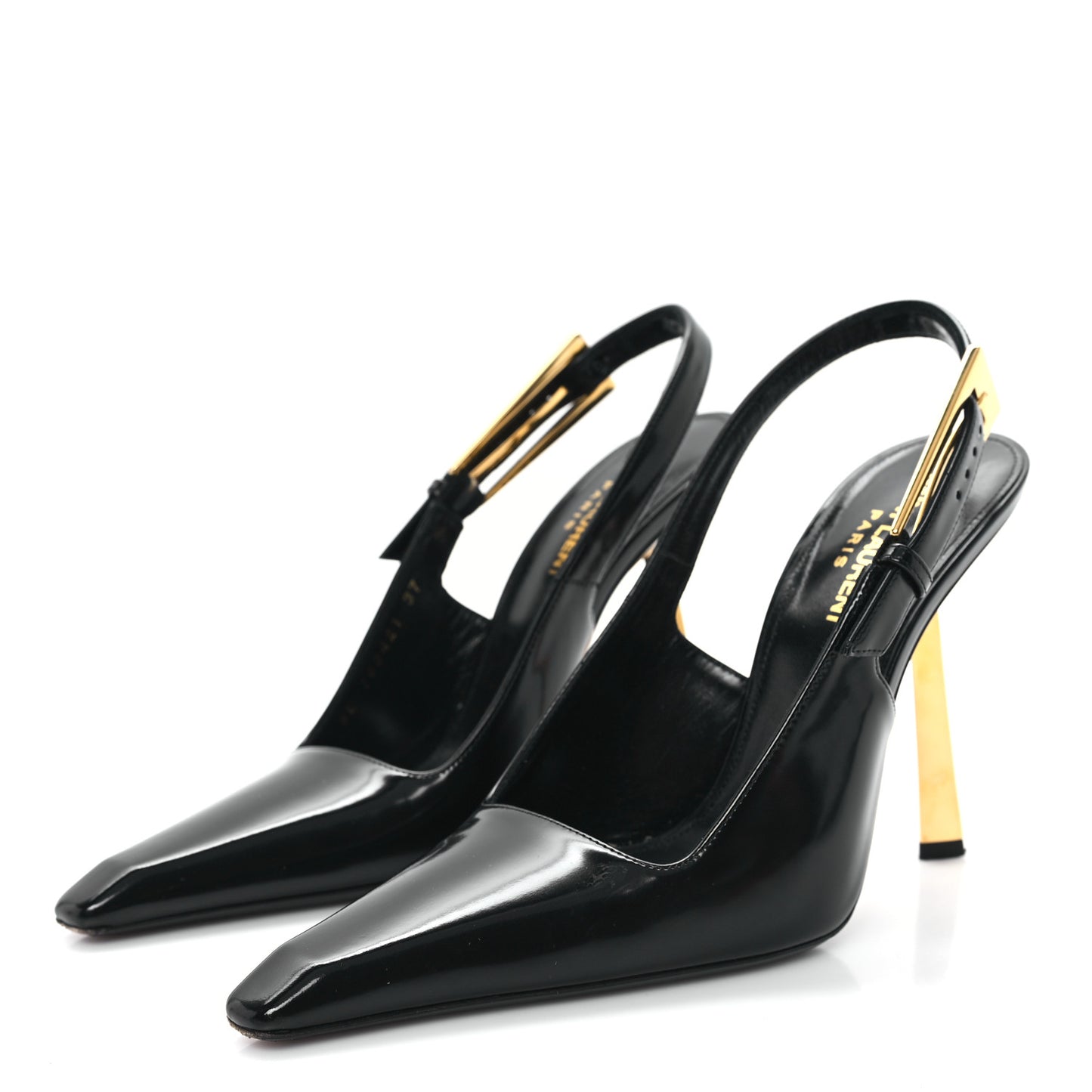 Glazed Calfskin Lee Slingback Pumps 37 Black