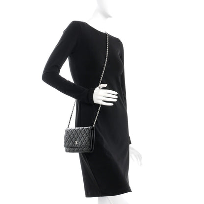 Chanel Lambskin Quilted Wallet On Chain WOC Black 2 of 10