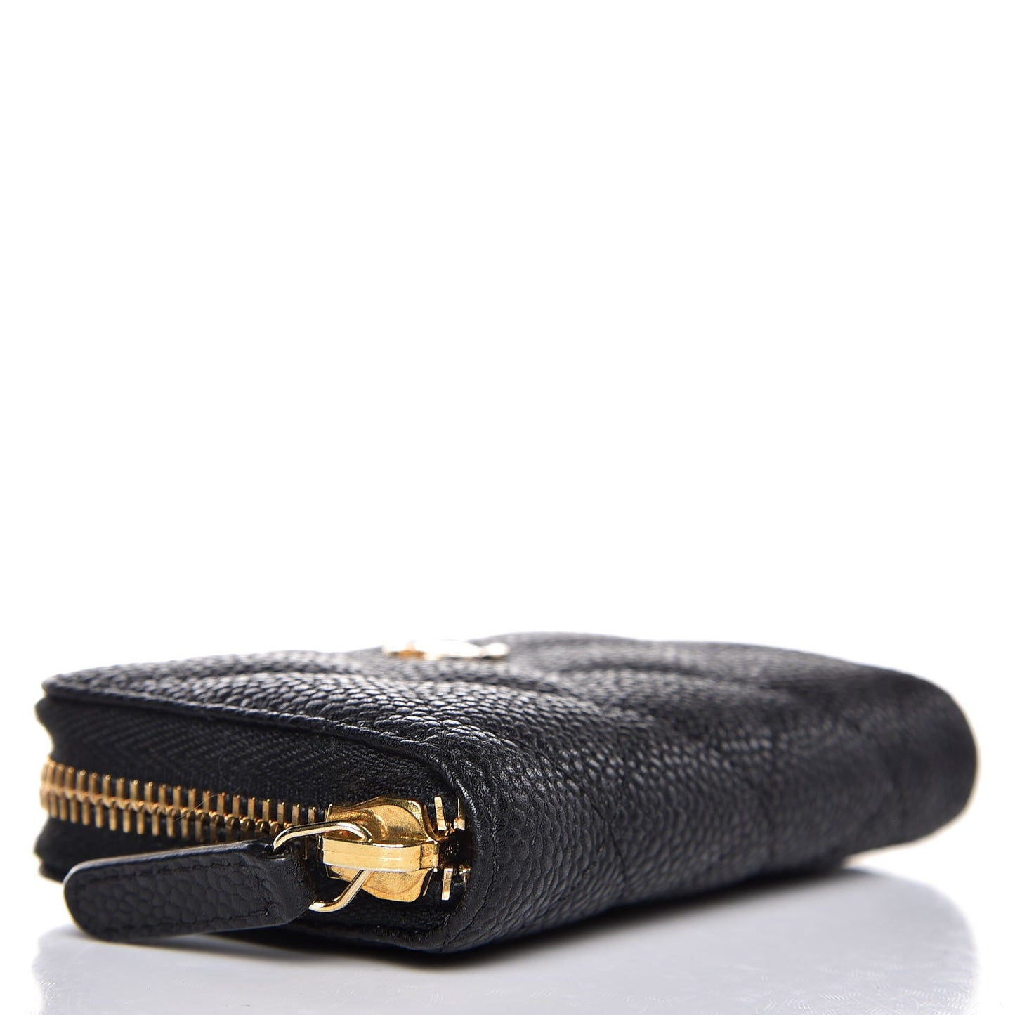 Caviar Quilted Zip Coin Purse Black
