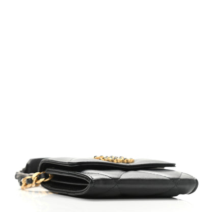 Chanel Lambskin Quilted Chanel 19 Flap Coin Purse With Chain Black 3 of 8