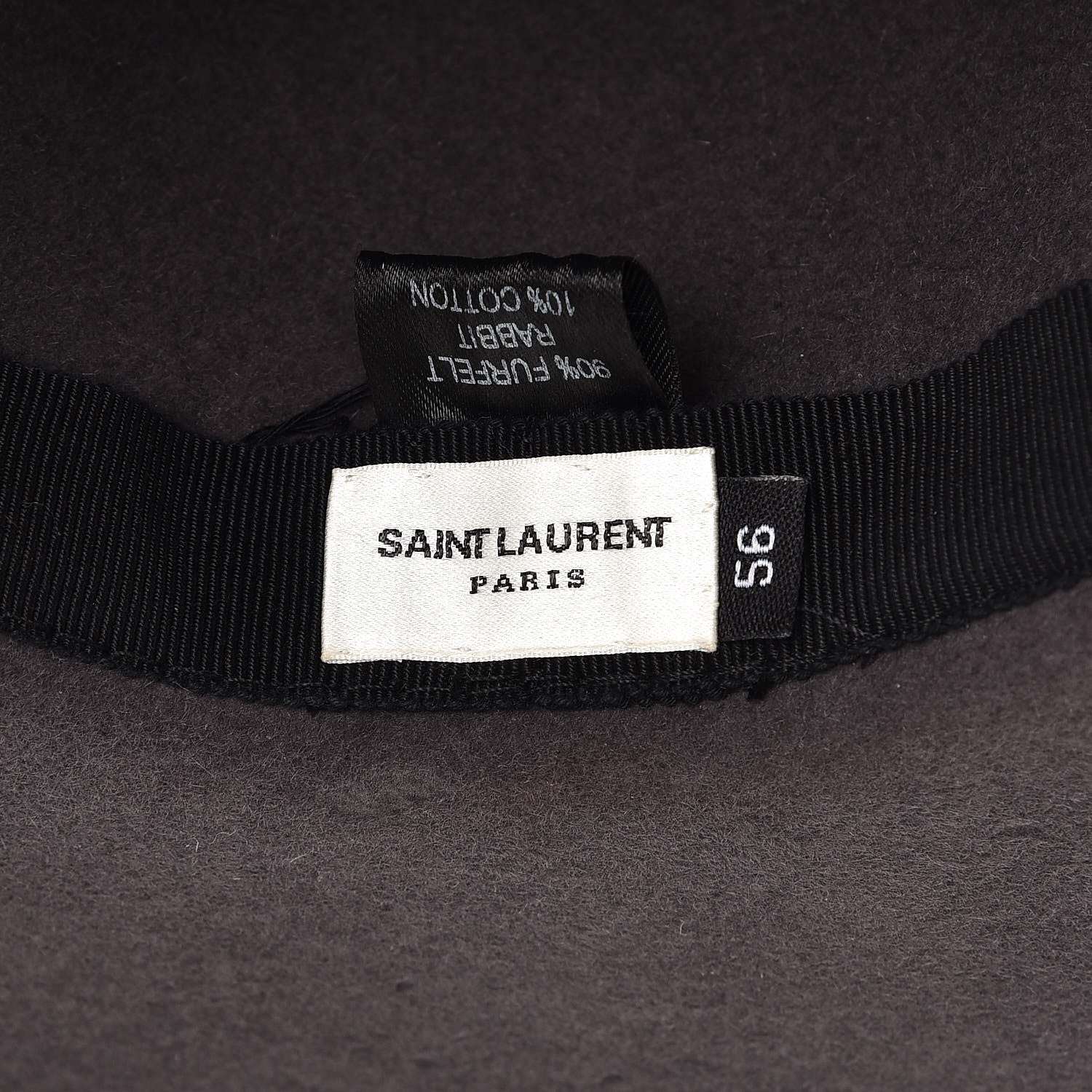 Saint Laurent Rabbit Fur Felt Wide Brim Hat 56 Gray 7 of 10