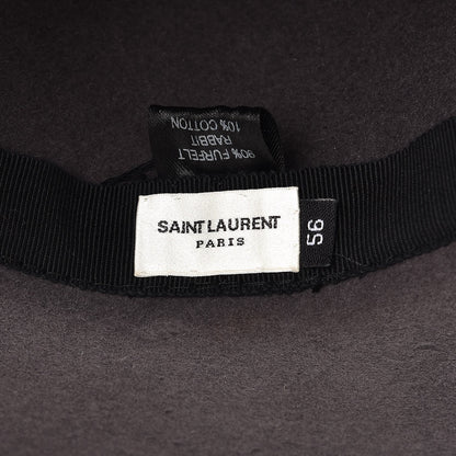 Saint Laurent Rabbit Fur Felt Wide Brim Hat 56 Gray 7 of 10