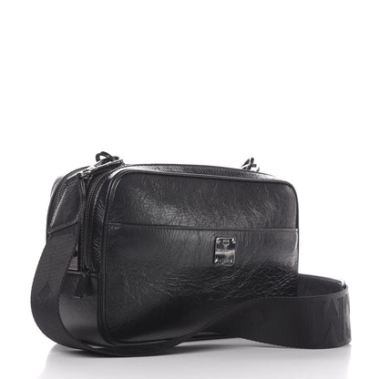 MCM Crushed Calfskin Logo Crossbody Bag Black 4 of 18