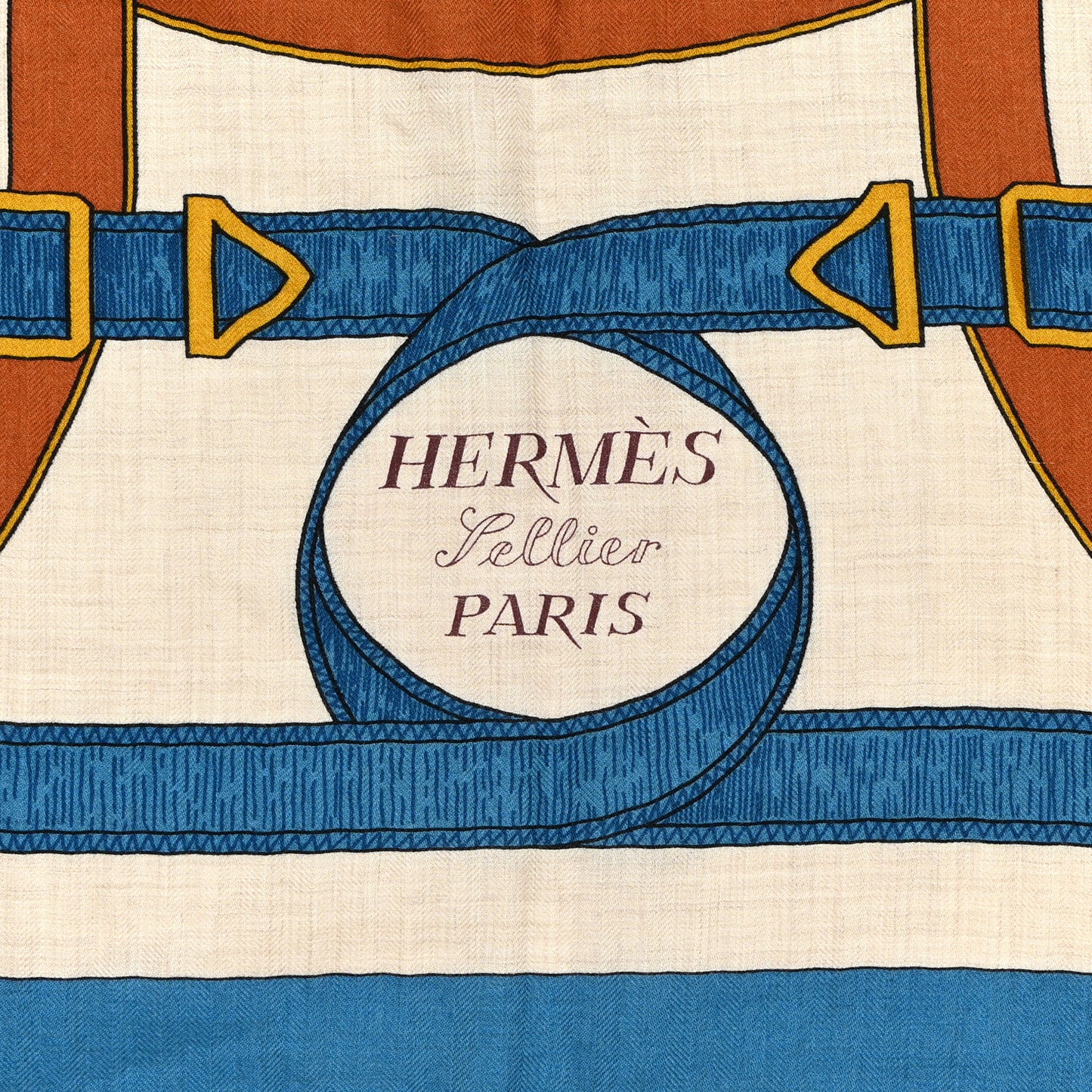 Cashmere Silk Eperon D'Or Shawl 140 Bleu Cobalt Naturel Vieil Or