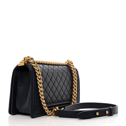 Chanel Caviar Quilted Medium Boy Flap Navy 3 of 10