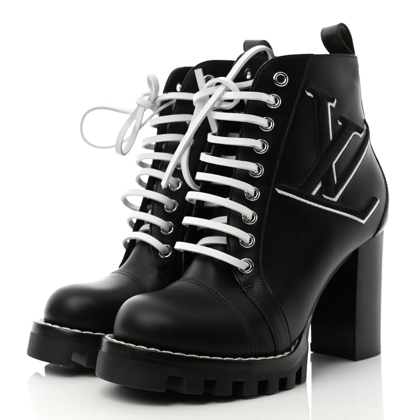Calfskin Monogram Star Trail Ankle Boots 35 Black