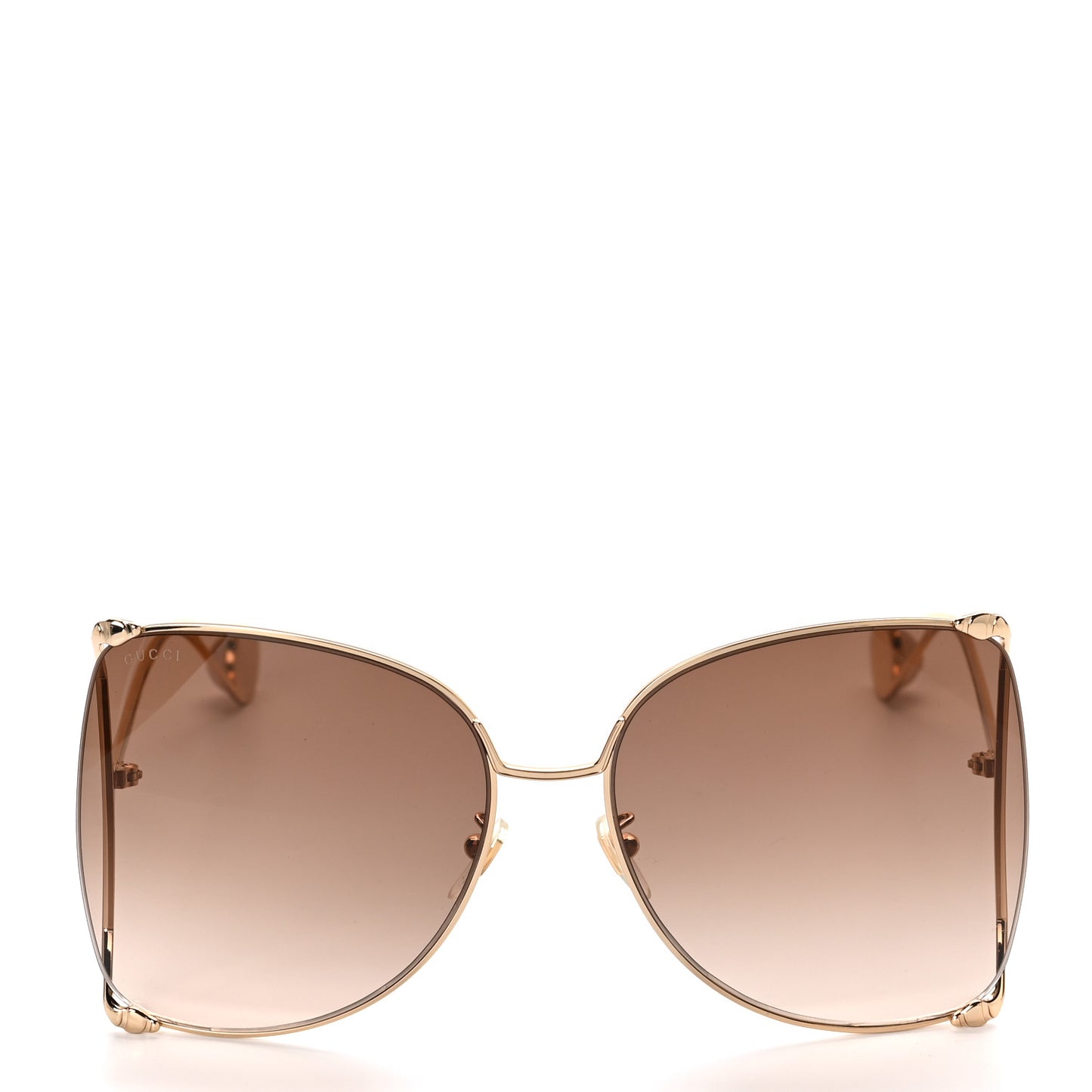 Oversized Round Sunglasses GG0252S Gold Brown