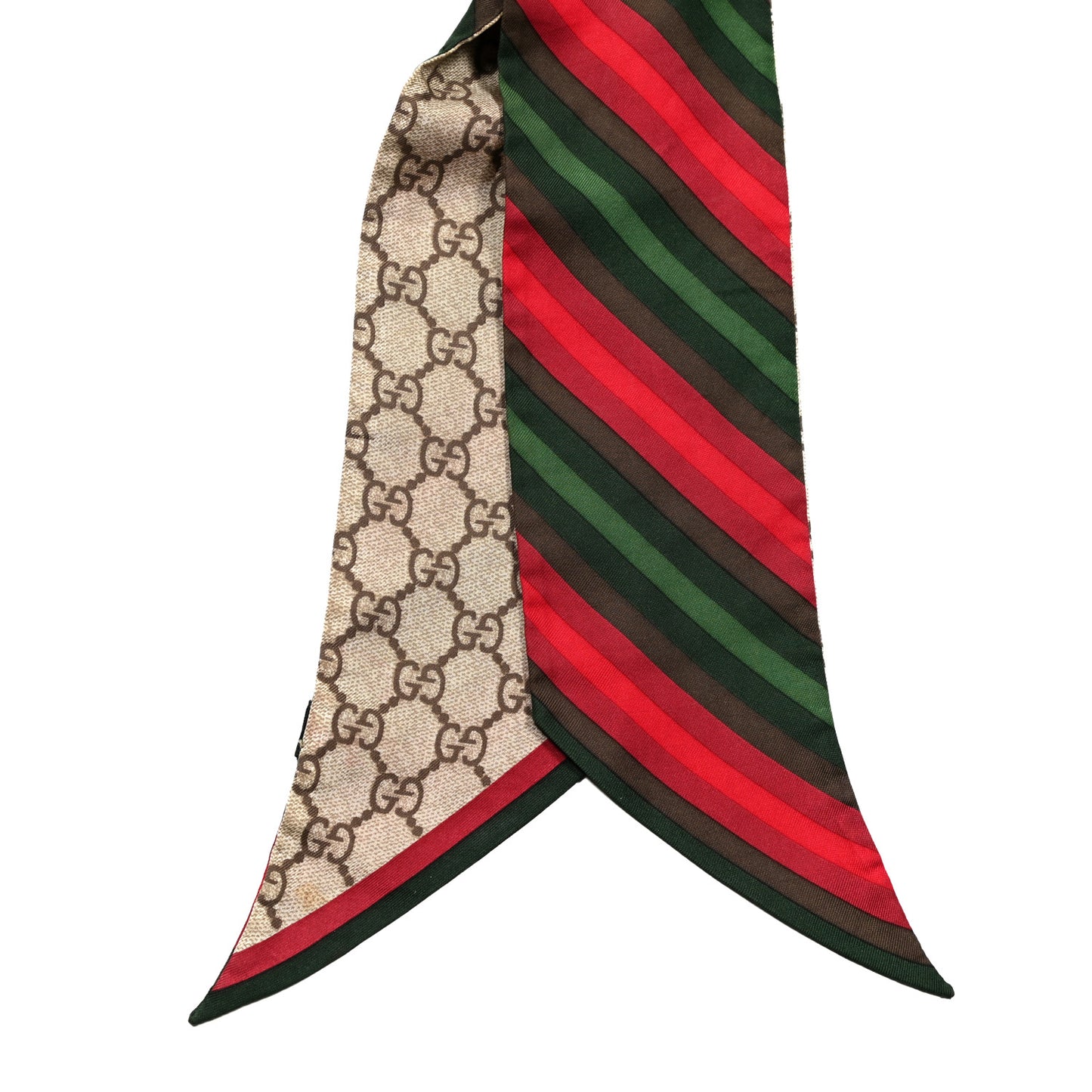Silk Stripe Head Scarf Brown