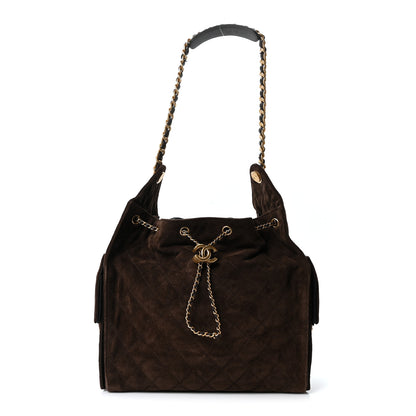 Chanel Suede Quilted Medium Chanel 25 Handbag Dark Brown 1 of 11