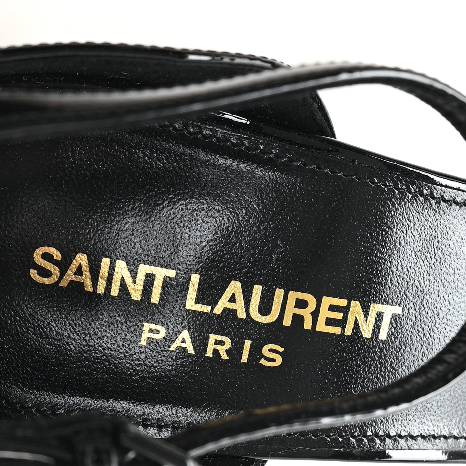 Saint Laurent Patent Calfskin Opyum 110 Sandals 38 Black Gold 8 of 9