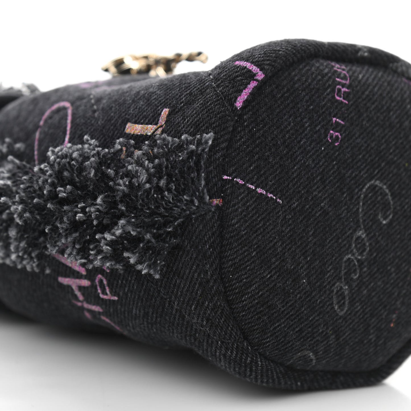 Denim Quilted Mood Mini Bucket With Chain Black Multicolor